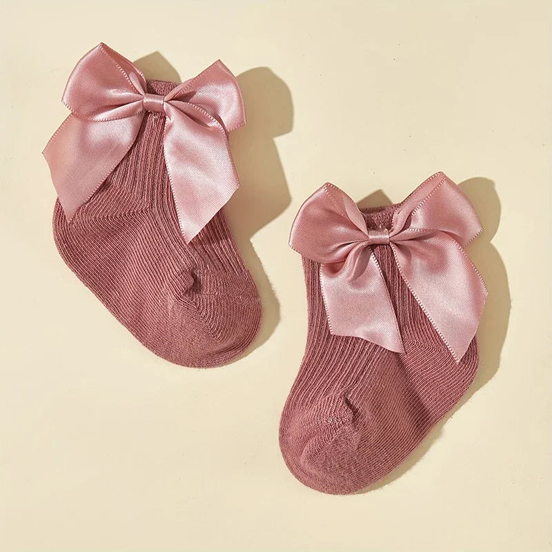 4 Pairs Baby Girl Socks Large Bow Princess