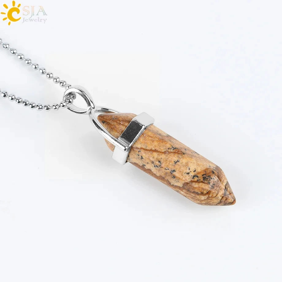 Hexagonal Bullet Crystal Necklaces