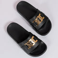 Golden Buckle  Round-Toed Slides