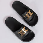 Golden Buckle  Round-Toed Slides