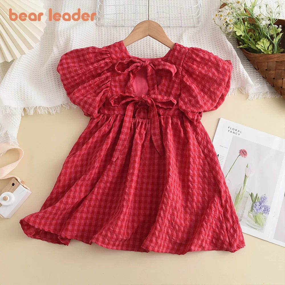 Red Plaid Bow Dresses