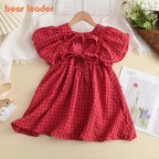 Red Plaid Bow Dresses