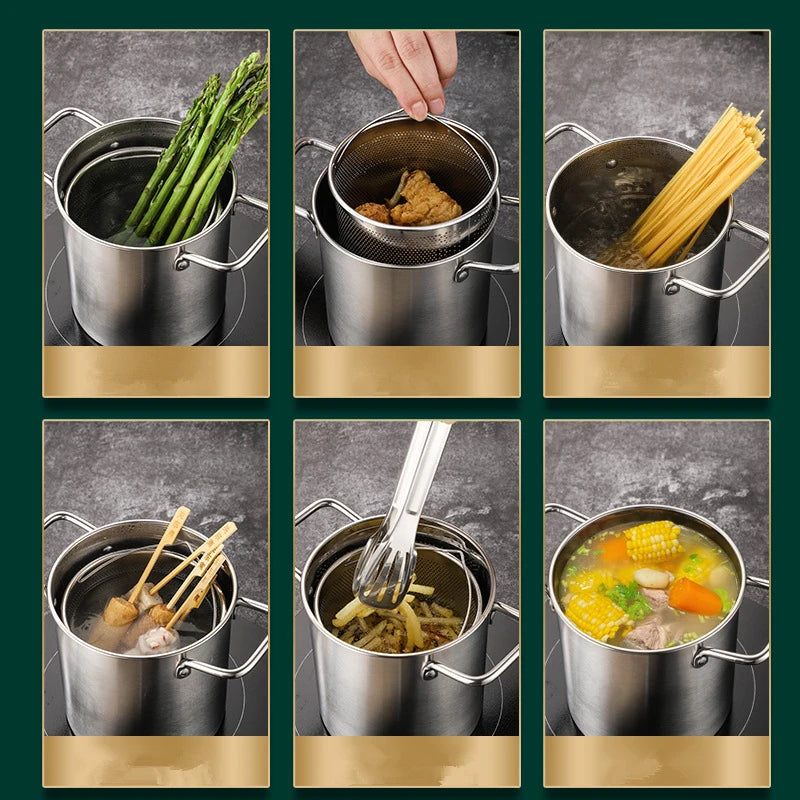 LMETJMA 3L Stainless Steel Deep Frying Pot