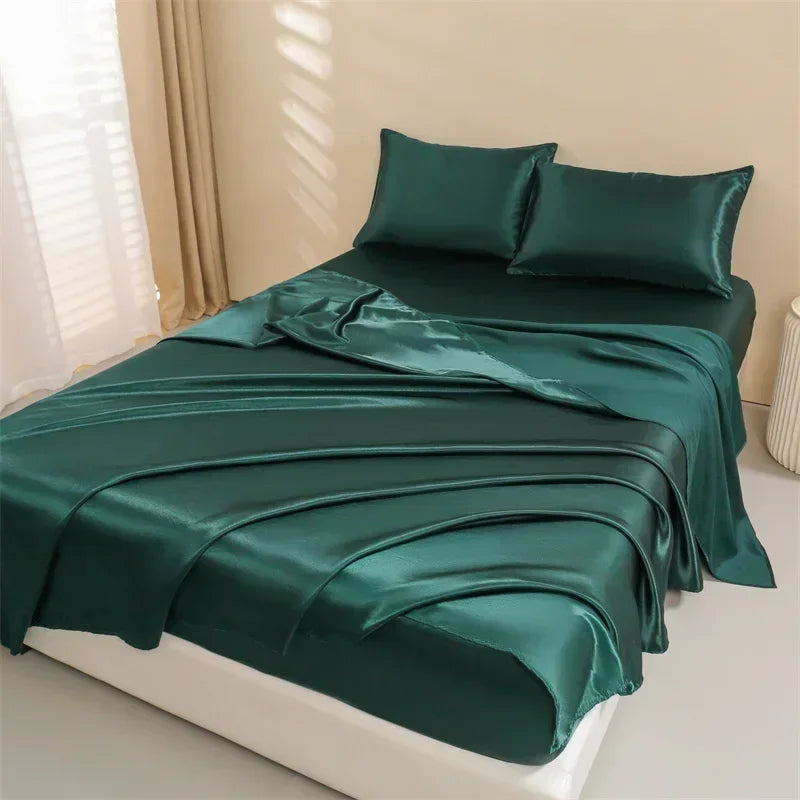 4 Pcs Satin Bed Sheets