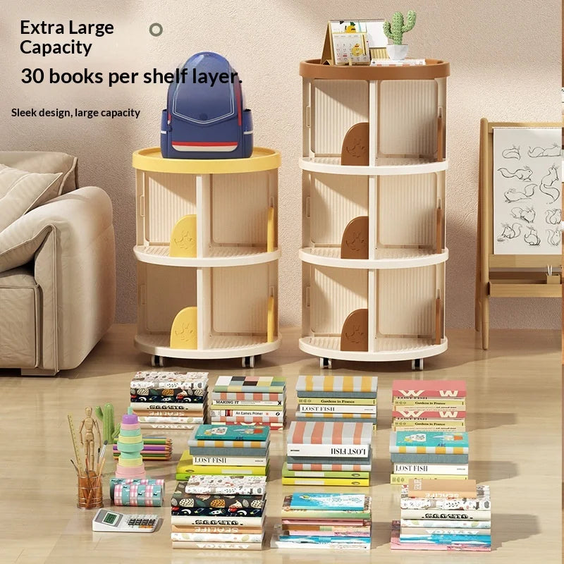 Rolling Rotating Bookshelf Bookcase