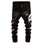 Printed Black Straight Leg Jeans