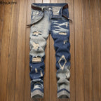 New Retro Jeans Men's Ripped Straight Leg Pants