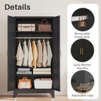 71" Metal Wardrobe Armoire 2 Mirror Doors
