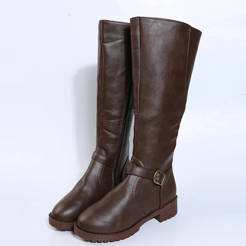 Vintage Brown Women Knee High Boots