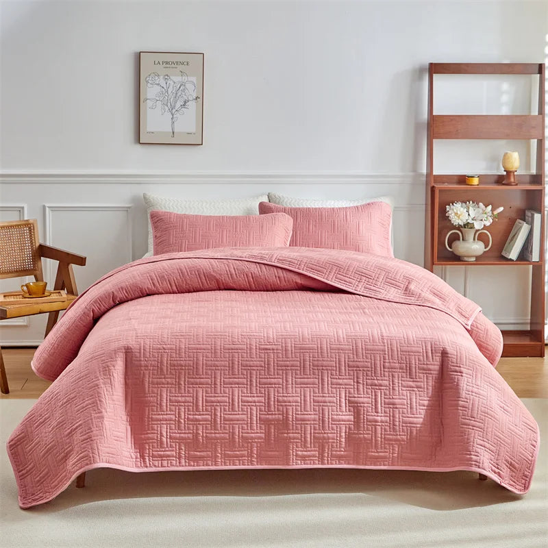 3pcs set, Quilted Cotton Bedspread