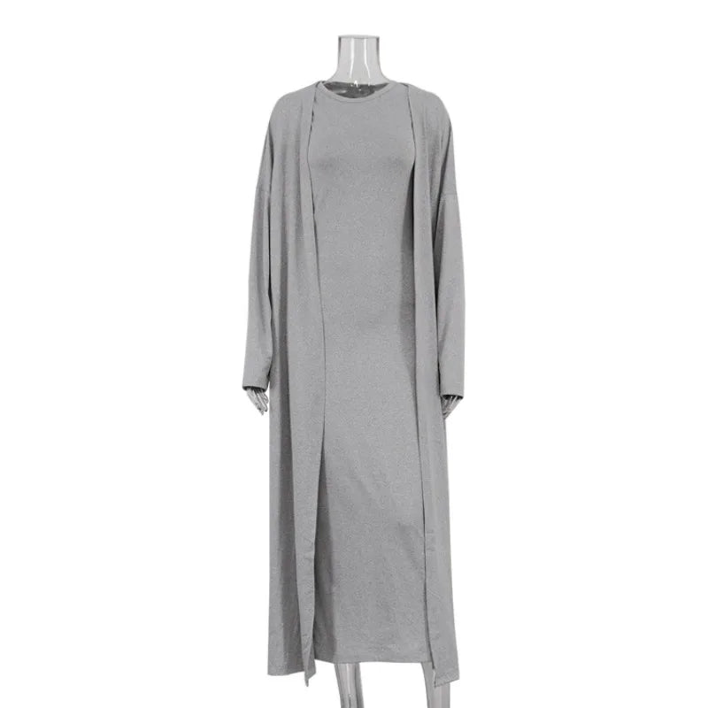 Elegant 2 Piece Bodycon Long Sleeve Cardigan