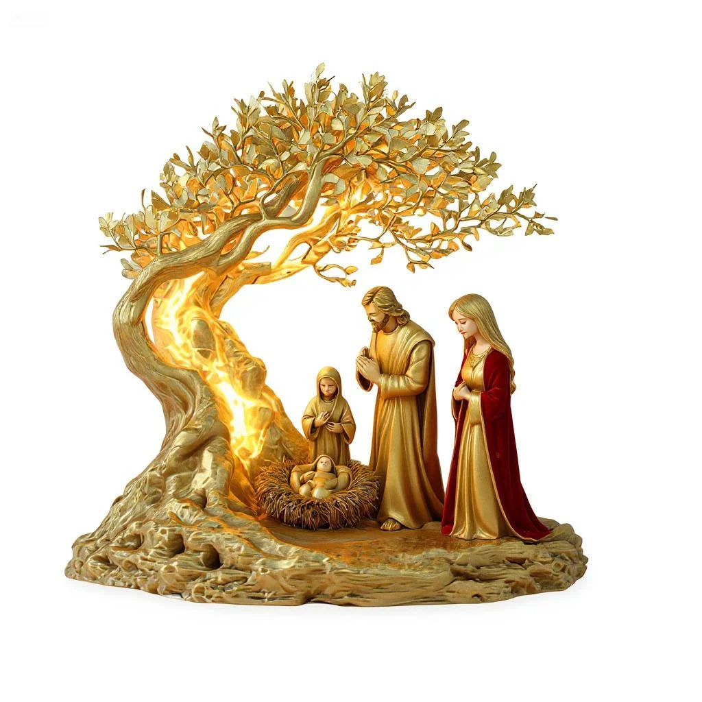 2D Flat Prayer under Moonlight Tree Decoration
