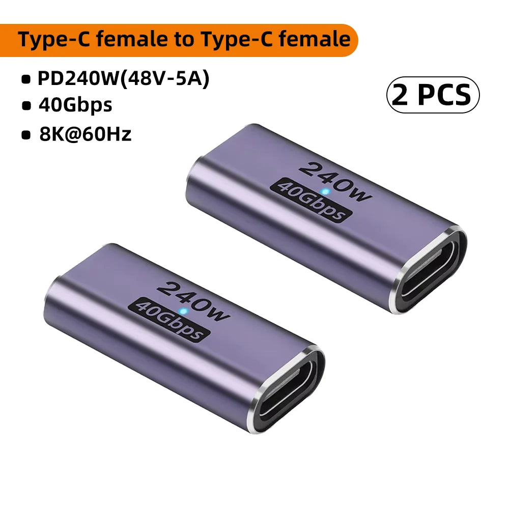 USB C Female to Female Adapter with PD 240W 40Gbps 8K 60hz