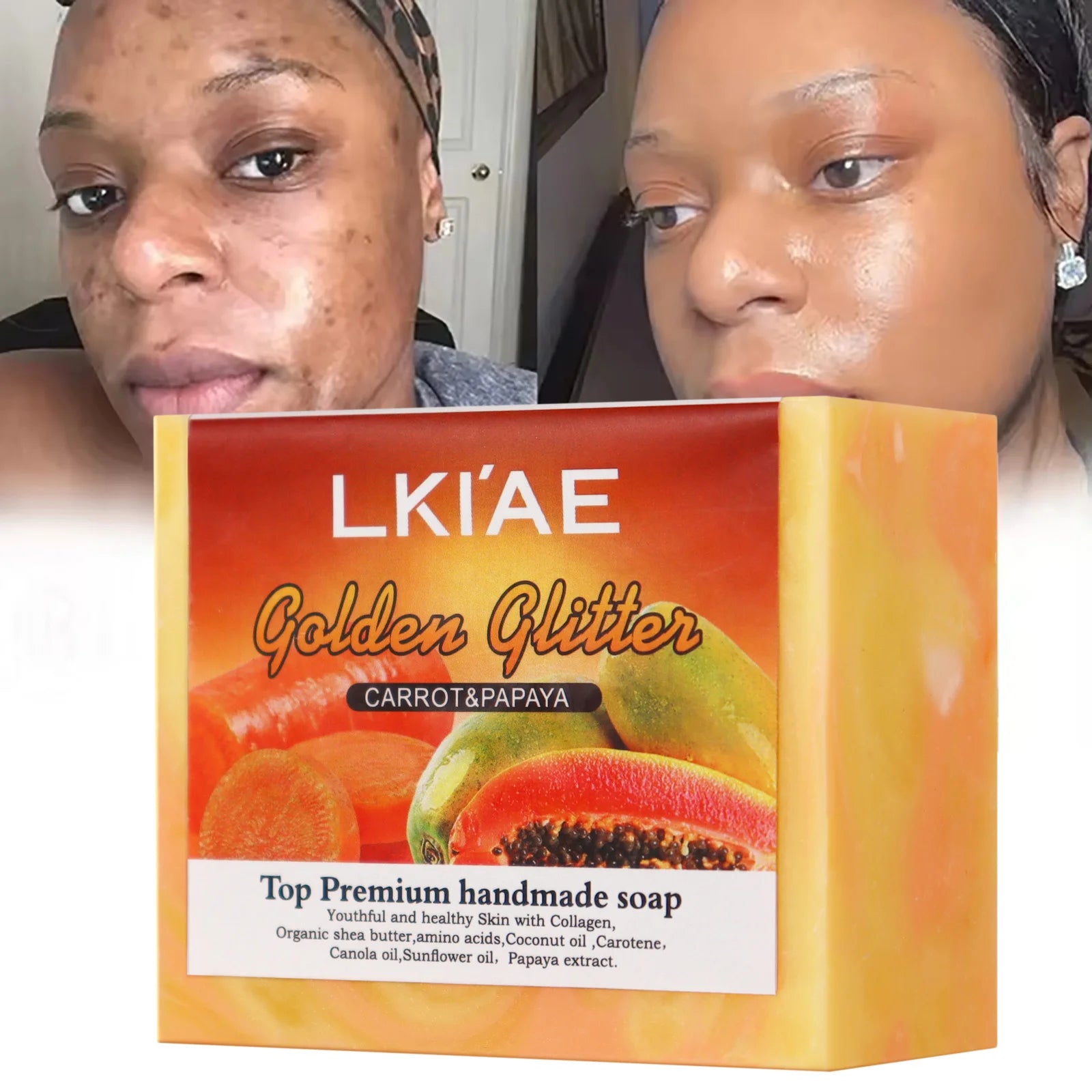 LKIAE Natural Carrot & Papaya Handmade Soap,