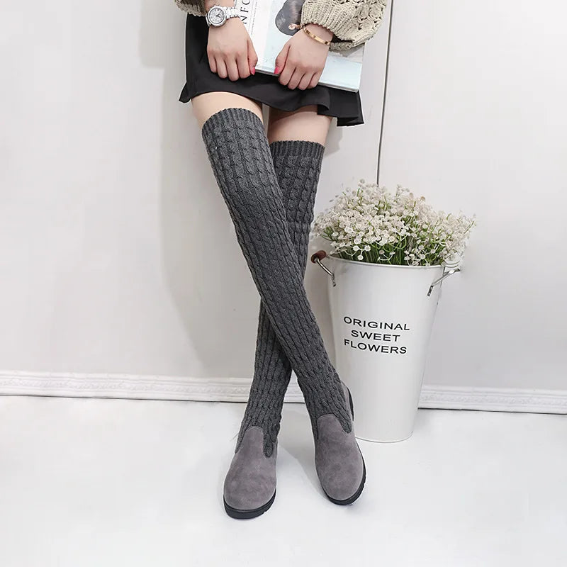 Knitted Wool High Socks Boots