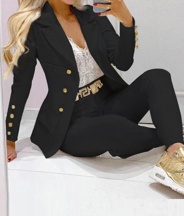 Versatile Casual Long Sleeve Jacket and pants Suit