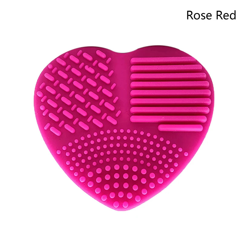 Silicon heart shaped makeup brush cleaner pads