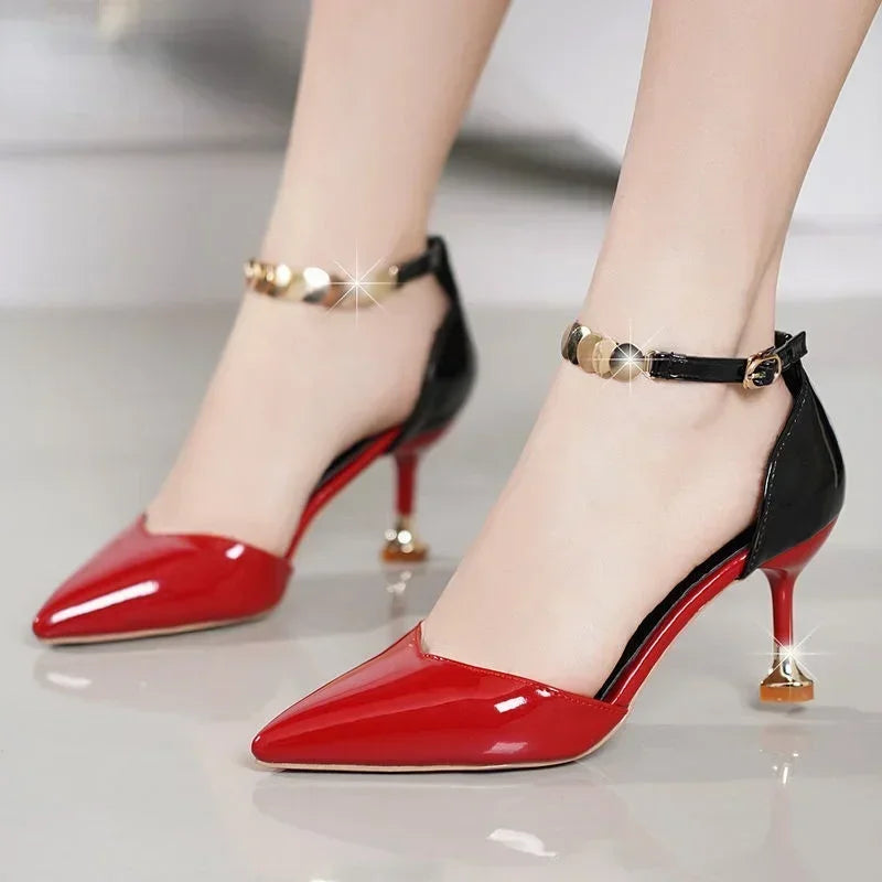Sweet Pointed Toe Buckles Strap Stiletto Heels