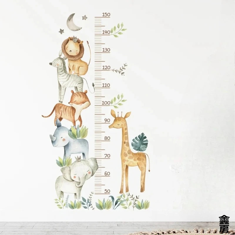 3PC Cartoon Animal Height Ruler Wall Stickers