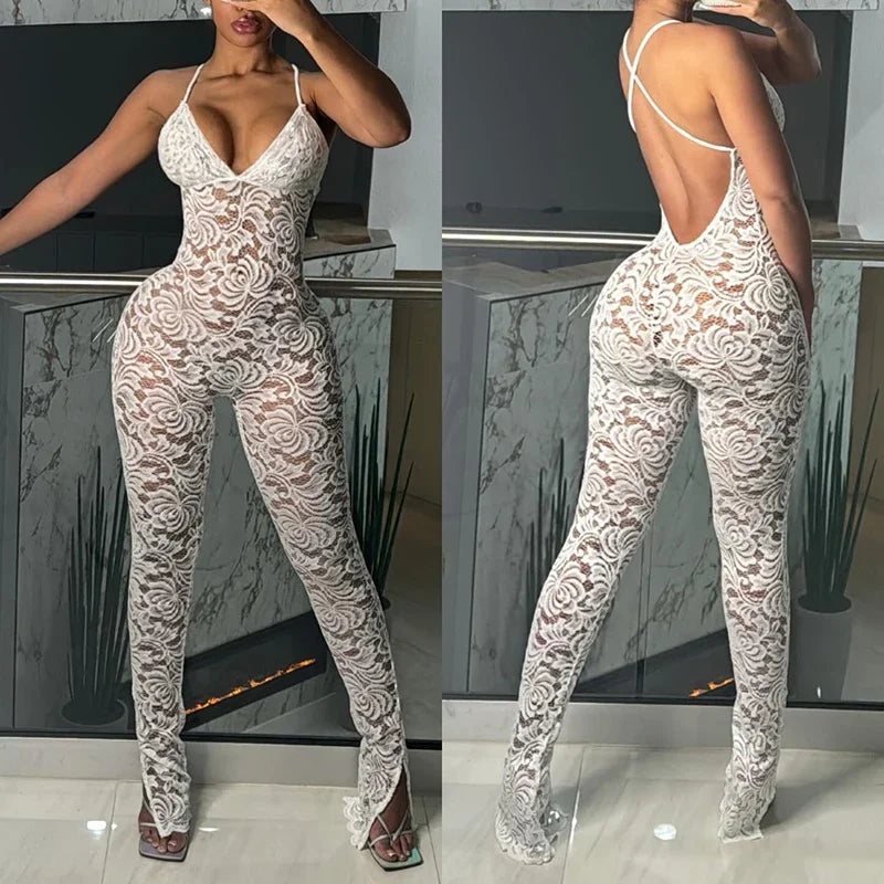 Women Sexy Cross Backless Jumpsuit