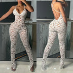 Women Sexy Cross Backless Jumpsuit
