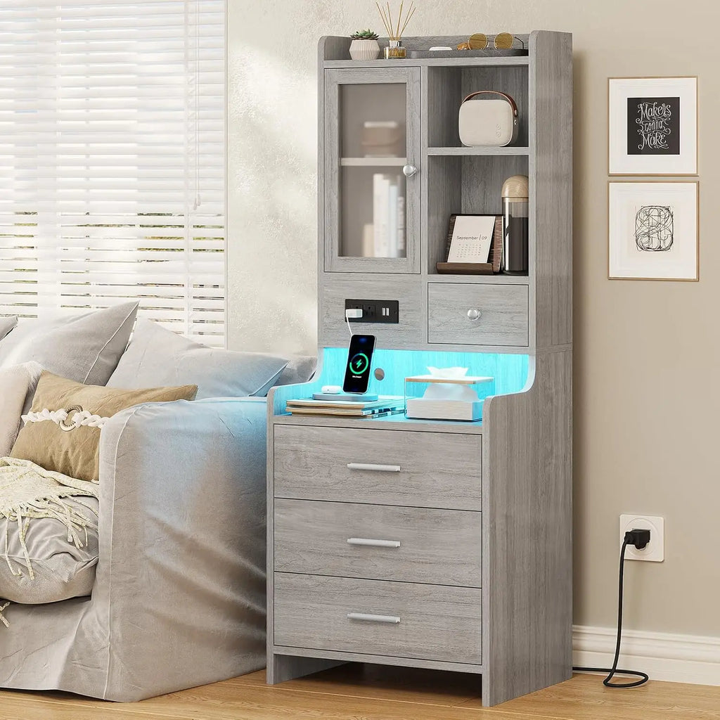 Grey Nightstand Set