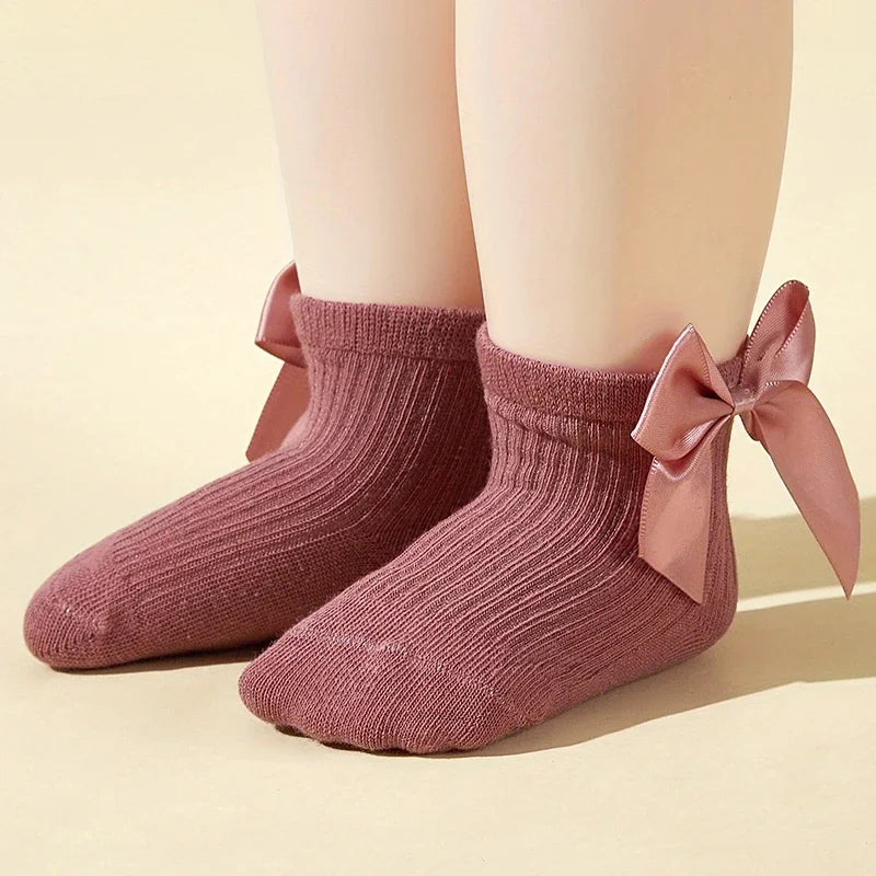 4 Pairs Baby Girl Socks Large Bow Princess