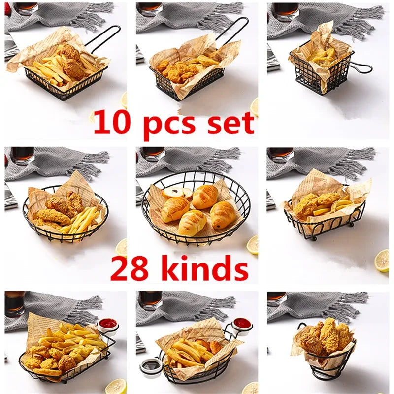 10 pcs set black French Fries Basket