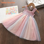 Mesh Summer Puffy Rainbow Dress