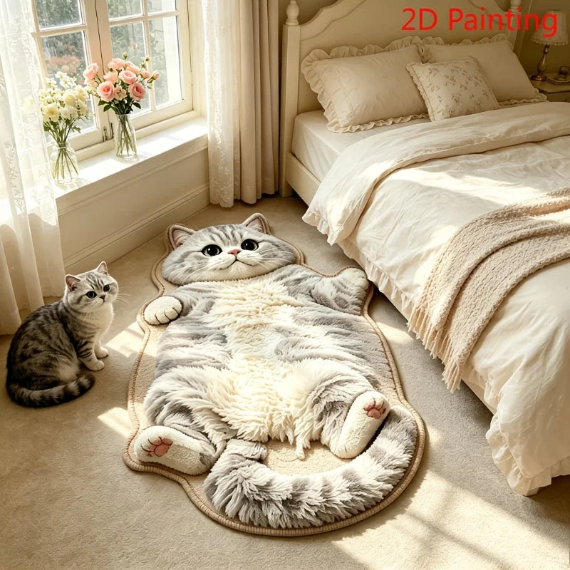VIKAMA Chubby Lying Tabby Cat Long Rug