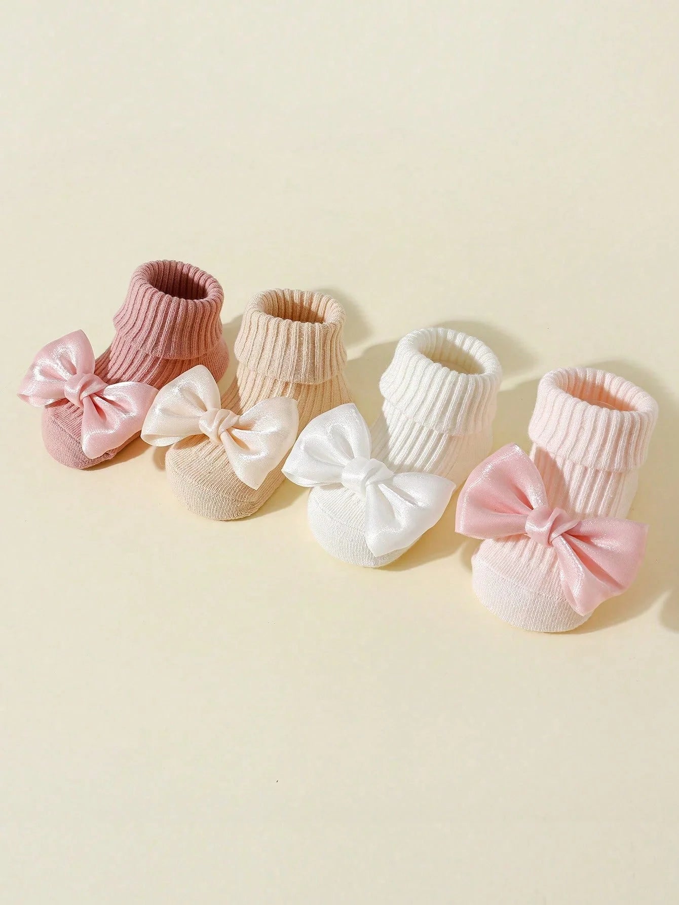 4 Pairs Toddler Socks with Bows
