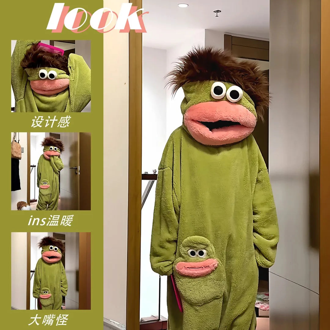 Cartoon big mouth monster cosplay pajamas
