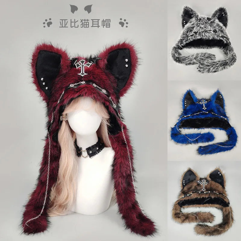 Dark series Gothic plush cat ear hat