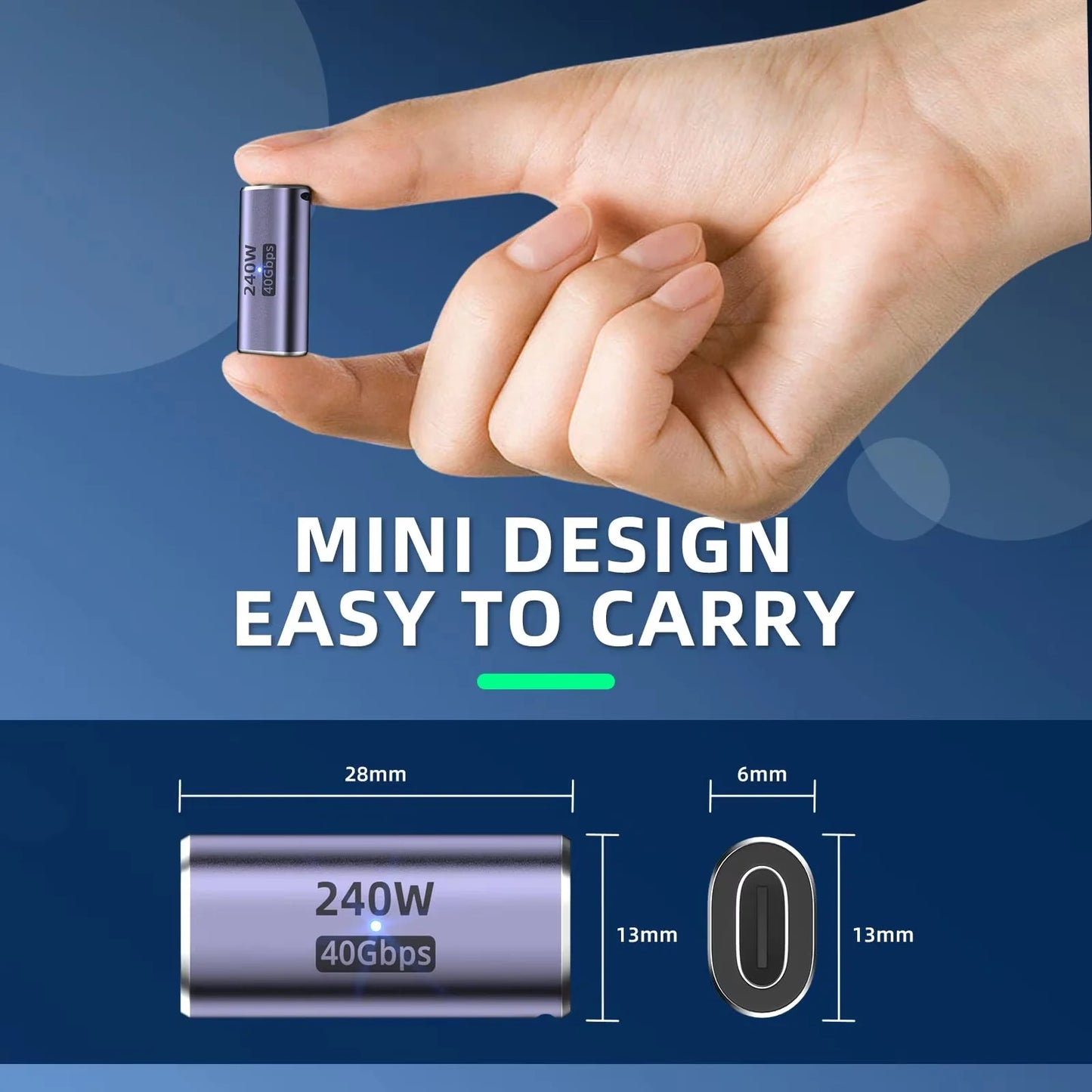 USB C Female to Female Adapter with PD 240W 40Gbps 8K 60hz