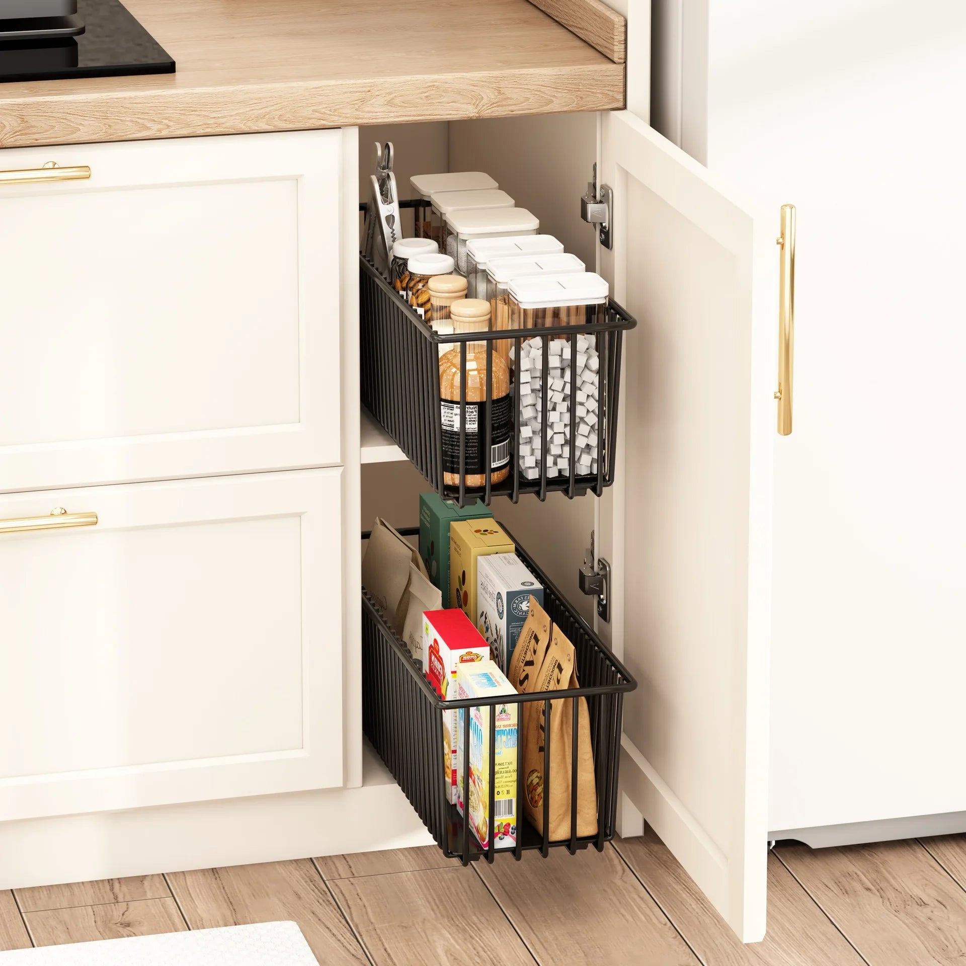 2Pcs Pull Out  Carbon Steel Slide Out Drawers