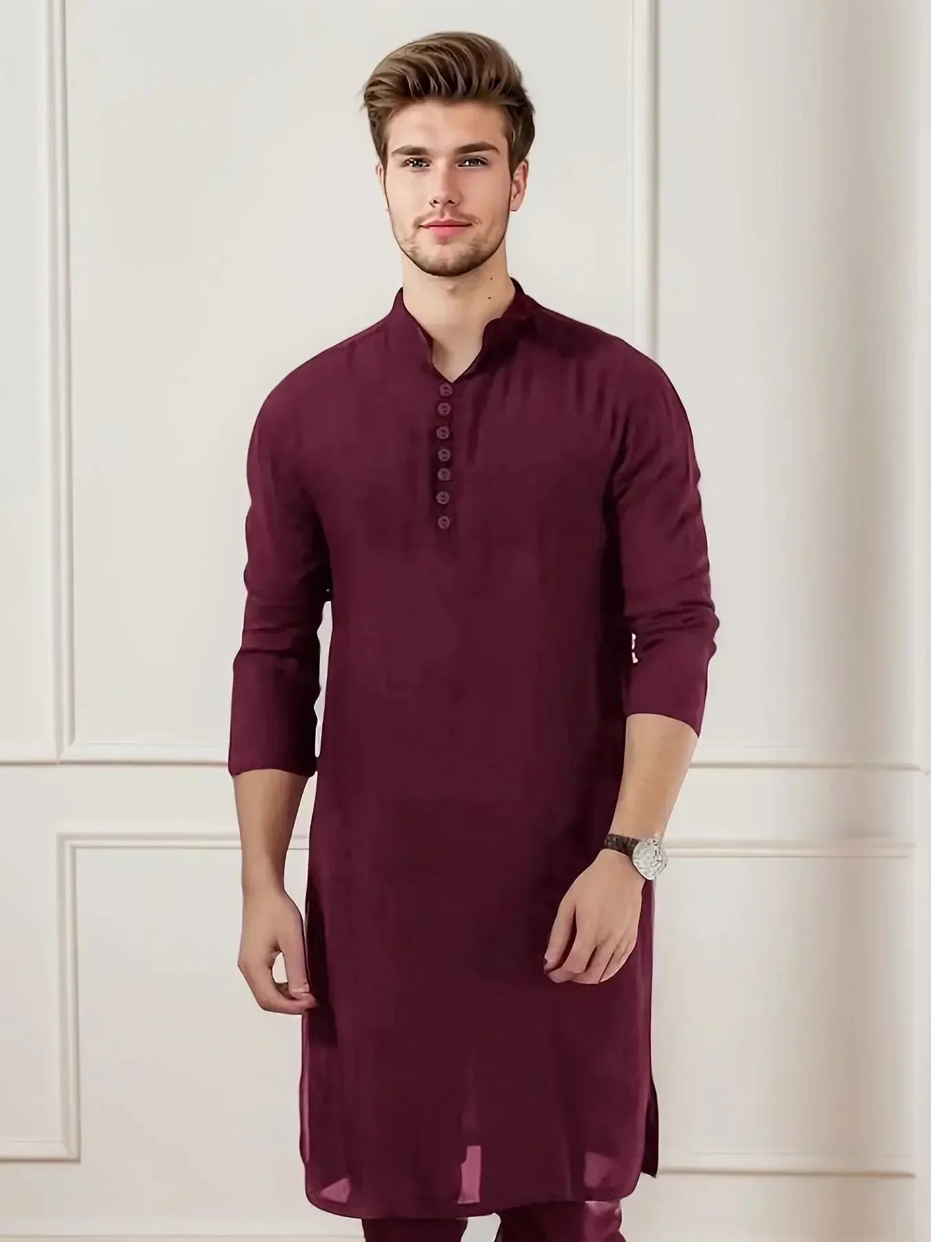 Abaya Men Shirts Long Sleeve Islamic Chemise Elegant Kaftan Robe