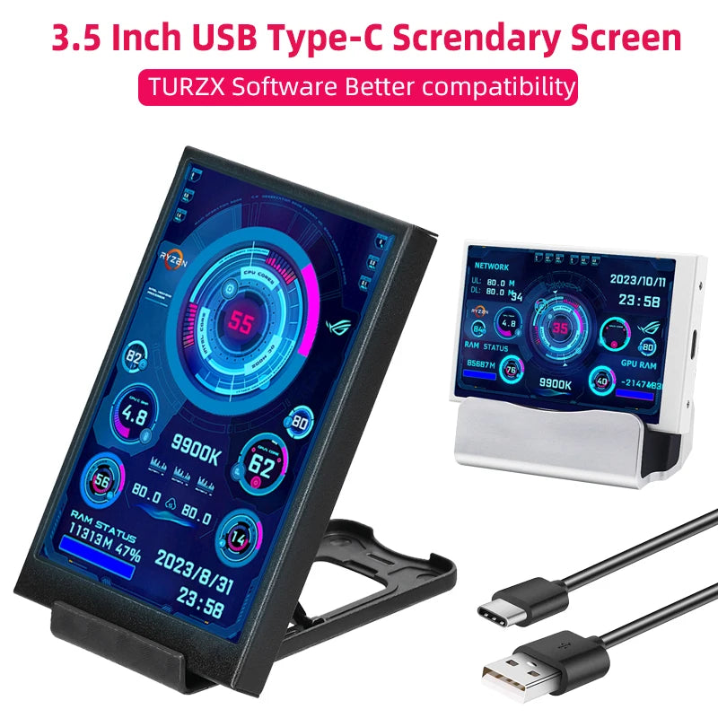 CPU RAM GPU HDD Monitor 320*480 IPS LCD ISB Display TURZX Software NO AIDA64