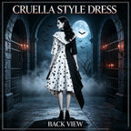 cruella de Ville, women's black and white spotted dog costume
