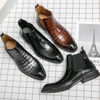 Chelsea Boots Pointed Toe Crocodile Pattern