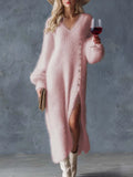 Elegant V-neck Plush Dress