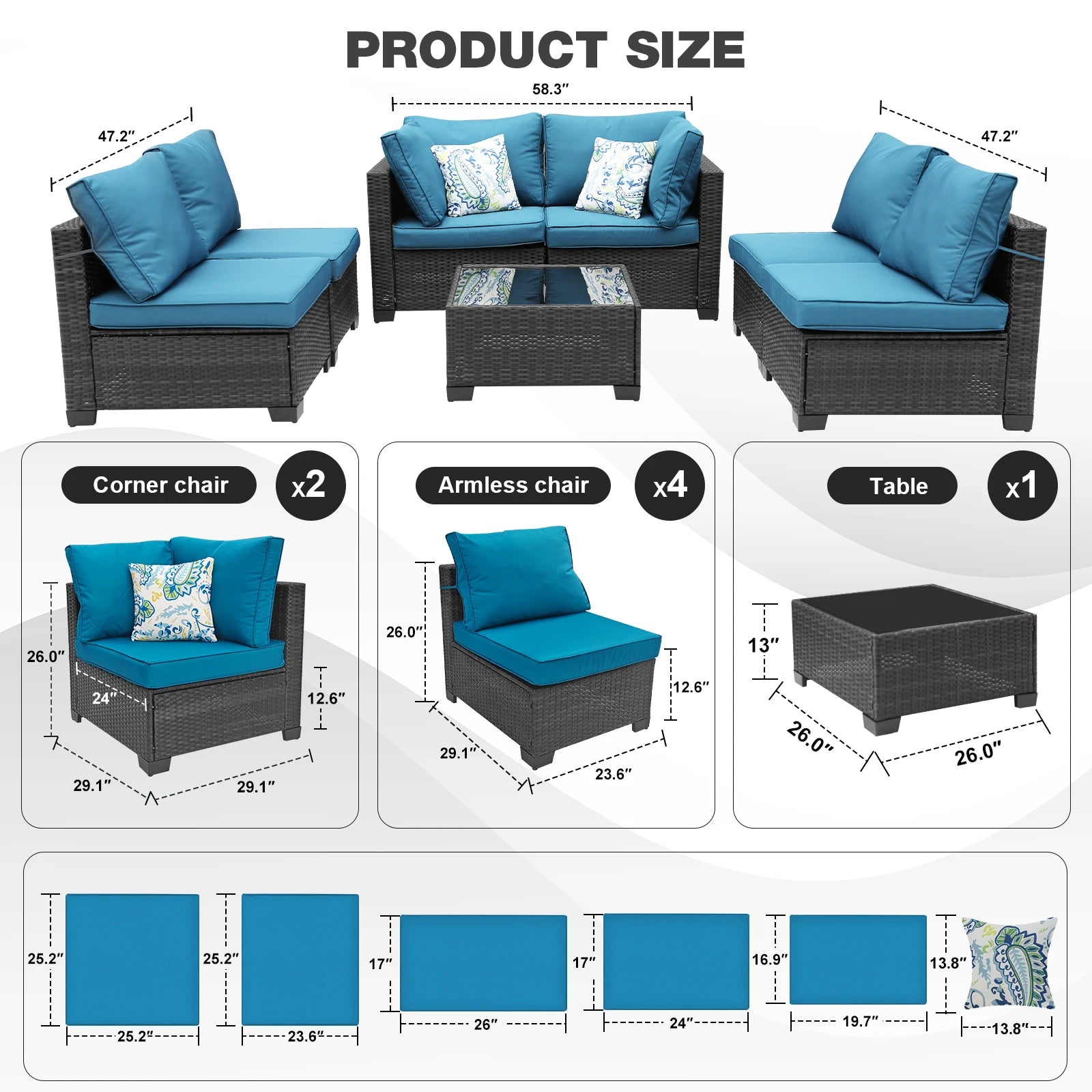 Patio Furniture Set 7 Piece