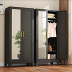 71" Metal Wardrobe Armoire 2 Mirror Doors