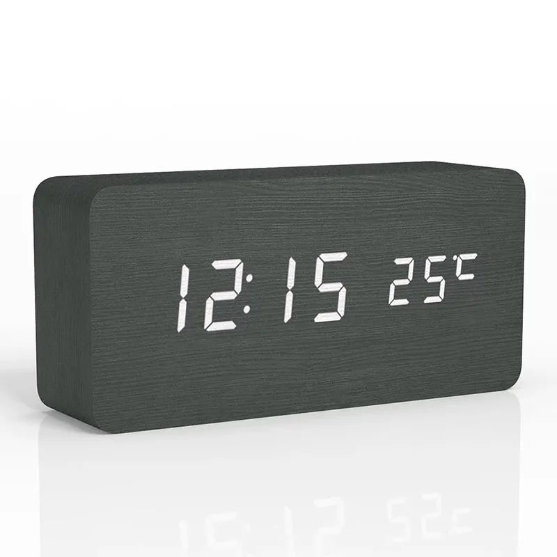 Wooden Digital Alarm Clock, LED Alarm Clock