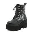 Black Leather Gothic Punk Style Combat Boots