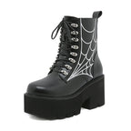 Black Leather Gothic Punk Style Combat Boots