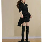 Elegant V-neck Long Sleeved short Dress