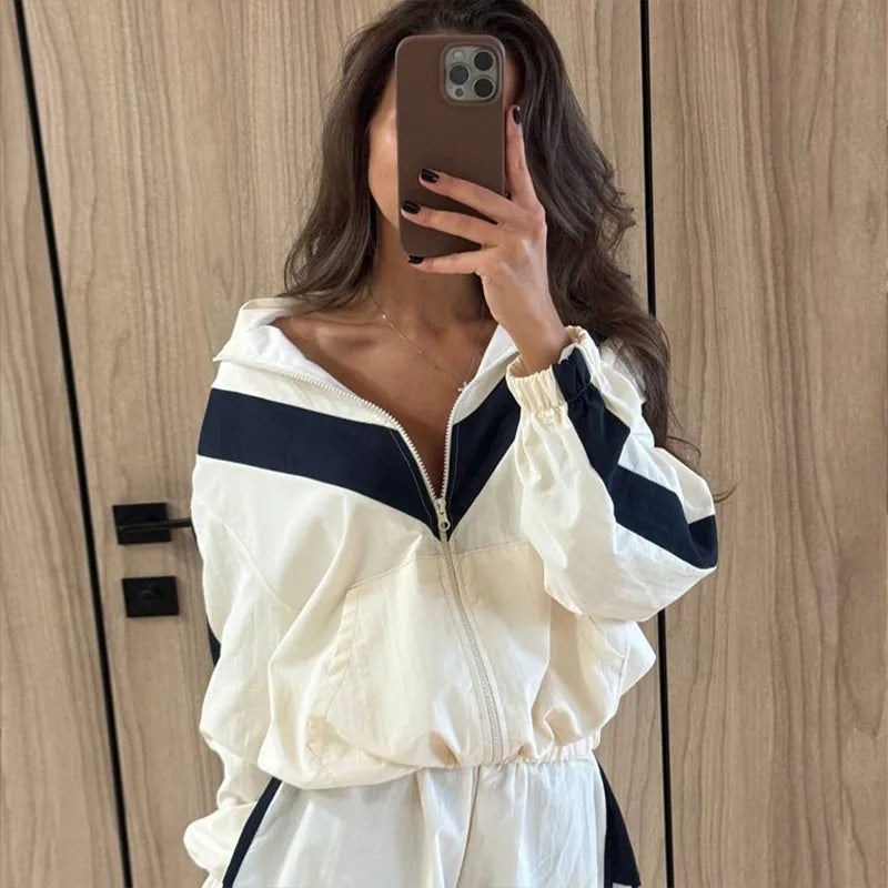 Elegant Contrast Jacket Shorts Suit