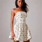 Polka Dot Print Tube Top Dress