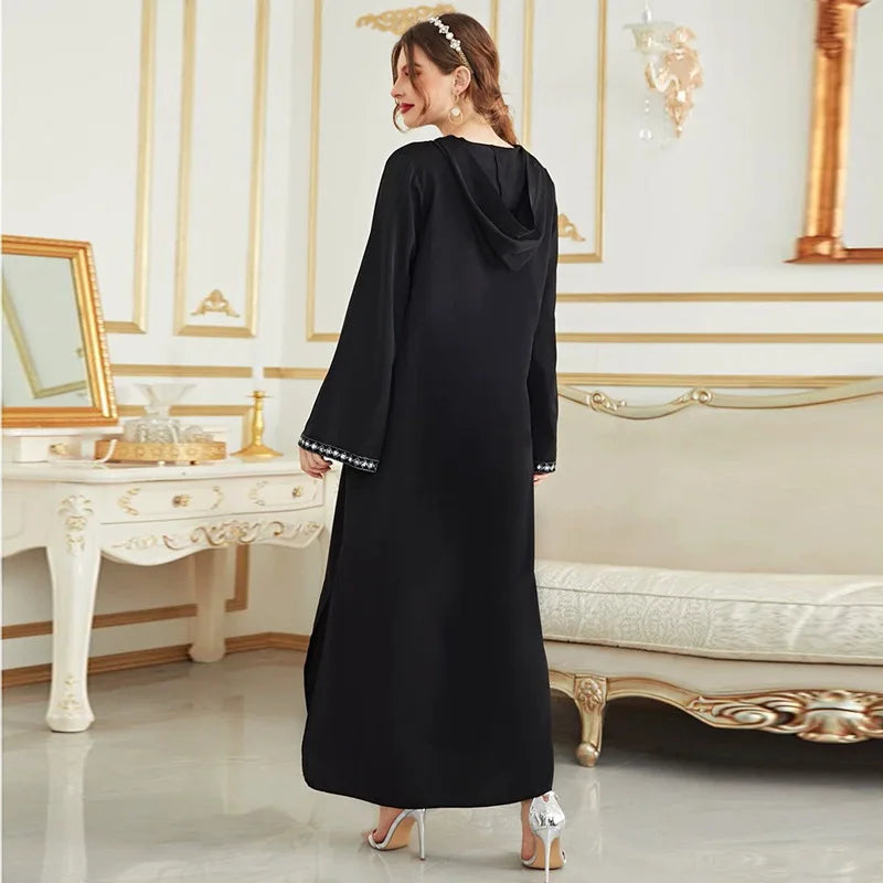 Morocco Kaftan Women Muslim Hooded Maxi Dress