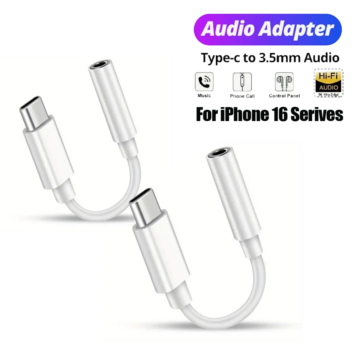 1-2Pcs Type C To 3.5 mm Aux Adapter